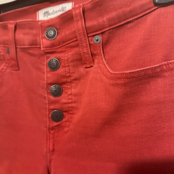 Madewell 9" High-Rise Skinny Jean Garment-Dyed Button-Front Burnt Sienna EUC 26T - Picture 5 of 8